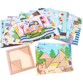 BB Triangle Puzzle Wooden Set Tangram สามเหลี่ยม ของเล่นไม้เสริมพัฒนาการ