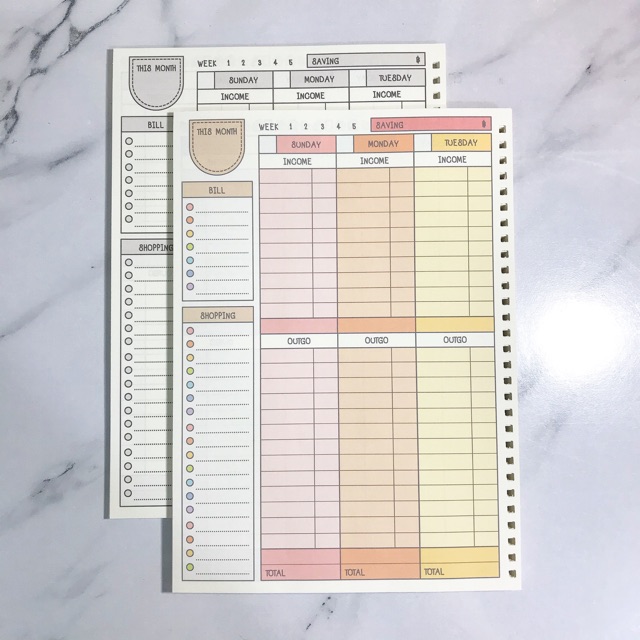 กระดาษรีฟิลรายรับรายจ่าย (มีให้ 6 เดือน) - หมวดหมู่สันห่วงถอดได้B5