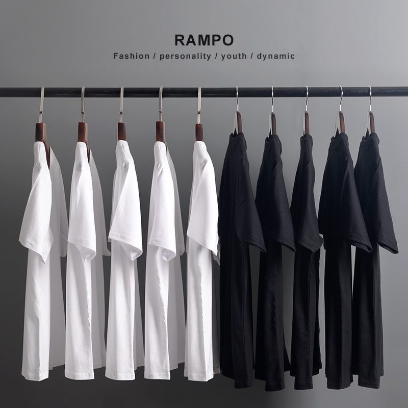 Random Color Random step heavy thick pure cotton solid color short-sleeved T-shirt men and women