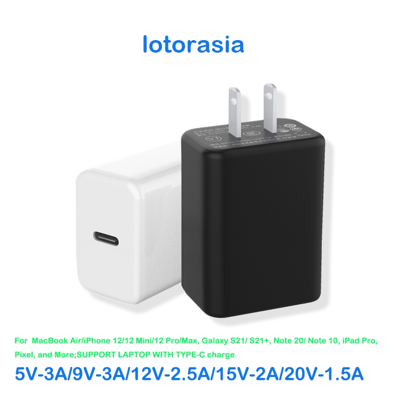 PD 30W Charger, lotorasia Fast Charger Adapter, Compact Charger (Not Foldable) for MacBook Air/iPhone 12/12 Mini/1,Lapto