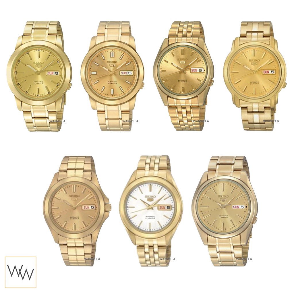ของแท้ นาฬิกาข้อมือ ผู้ชาย Seiko Sport 5 Automatic สายสแตนเลส สีทอง พร้อมกล่อง