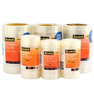 3M Scotch® Transparent Tape 500 สก๊อตช์® เทปใสรุ่น 500 แกน 1 นิ้ว และ 3 นิ้ว กว้าง 3 ขนาด ให้เลือก ยาว 36 หลา ดีเยี่ยม