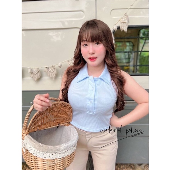 เสื้อคล้องคอผ้าร่องแต่งปกเนื้อดี #เสื้อผ้าbigsize #เสื้อผ้าplussize #bigsize #เสื้อสาวอวบอ้วน #เสื้อ