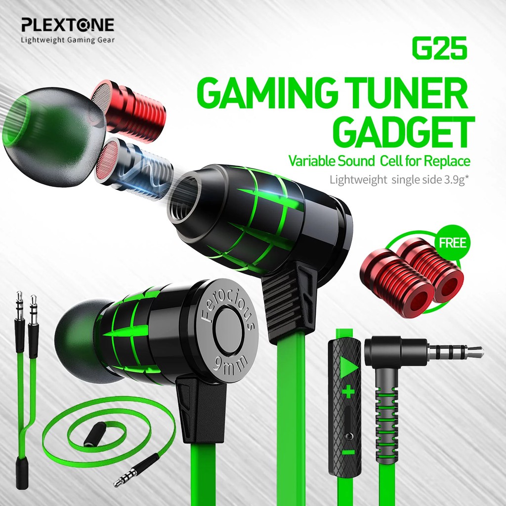 Plextone G25 Gaming หูฟังเกมมิ่ง G25 Gaming Earphones bullet shape design powerful gaming earphone g