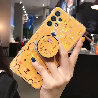 Phone Holder อ่อนนุ่ม เคสโทรศัพท์ Samsung A32 A52 A72 A52s 5G ซัมซุง ปลอก Case Cute Cartoon Bear Soft Silicone ที่วางโทรศัพท์ เคส Samsung Galaxy A52 A72 A32 5G  เคสโทรศัพท์ Phone Cover