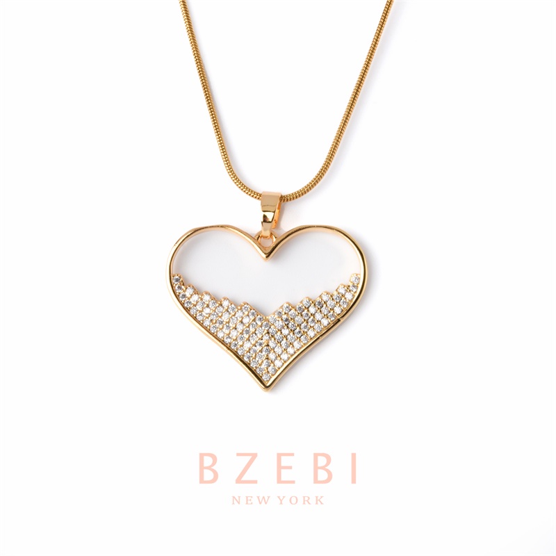 Bzebi สร้อยคอโชคเกอร์ จี้รูปหัวใจ 18k ทองคำแท้ อิตาลี่แท้ ผู้หญิง ทอง สําหรับผู้หญิง เครื่องประดับ 346n