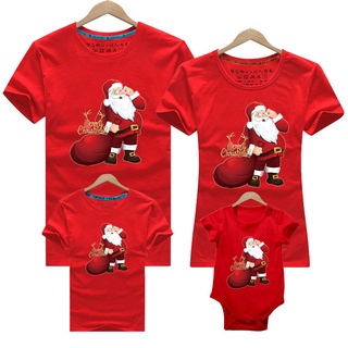 ชุดรอมเปอร์ เสื้อยืด ผ้าฝ้าย พิมพ์ลาย Merry Christmas Xmas Santa Baby 9 สี สําหรับผู้หญิง และผู้ชาย