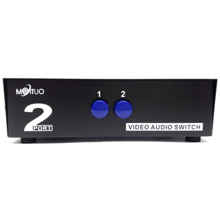 MTVikI 2 Ports AV Switcher Manual RCA Video Audio Switch for DVD HDTV STB VCD (Black) - intl