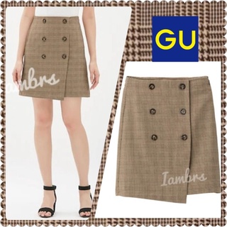 🔥👍GU brown Plaid mini skirts กระโปรงสั้นลายตารางสีน้ำตาล แบรนด์แท้💯 GU