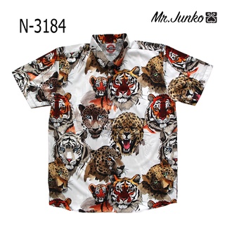 ⚡ ส่งฟรี⚡Mr-Junko เชิ้ตผู้ชายแขนสั้น ลายหน้าเสือโครง เสือซีต้า N-3184 ราคาคุ้มค่าที่สุด