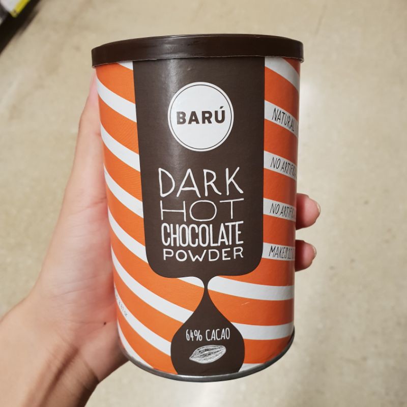 Work From Home PROMOTION ส่งฟรีบารู เครื่องดื่มดาร์กช็อกโกแลตชนิดผง Baru  Dark Hot Chocolate Powder 64cao 250g.  เก็บเงินปลายทาง