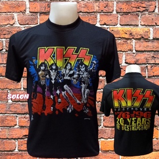 เสื้อวง KISS แขนสั้น ไม่มีตะเข็บข้าง คอฟิต ป้ายUSA เสื้อวง เสื้อผู้ชาย เสื้อทัวร์ วงร็อคคต่างประเทศ