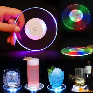 Acrylic Crystal Ultra-Thin Led Light Coaster Cocktail Coaster Flash Bar Bartender Lighting Base Lamp [tata]