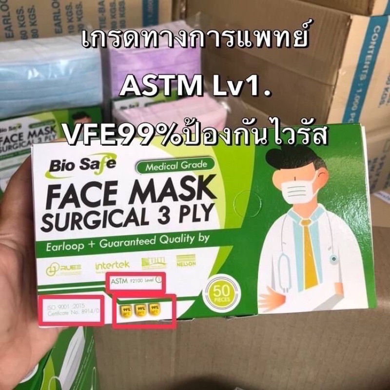 Mask Biosafe surgical face mask (หน้ากากอนามัยทางการแพทย์)