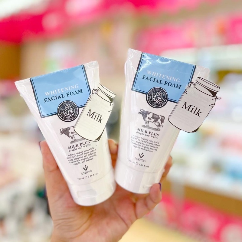 โฟมล้างหน้า SCENTIO Milk Plus Whitening Q10 Facial Foam (100Ml.)