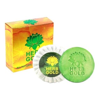 ( 1 ก้อน ) Herb Gold Soap สบู่เฮิร์บโกลด์สบู่หน้า ทำความสะอาดผิว ลดการเกิดสิว ฝ้า