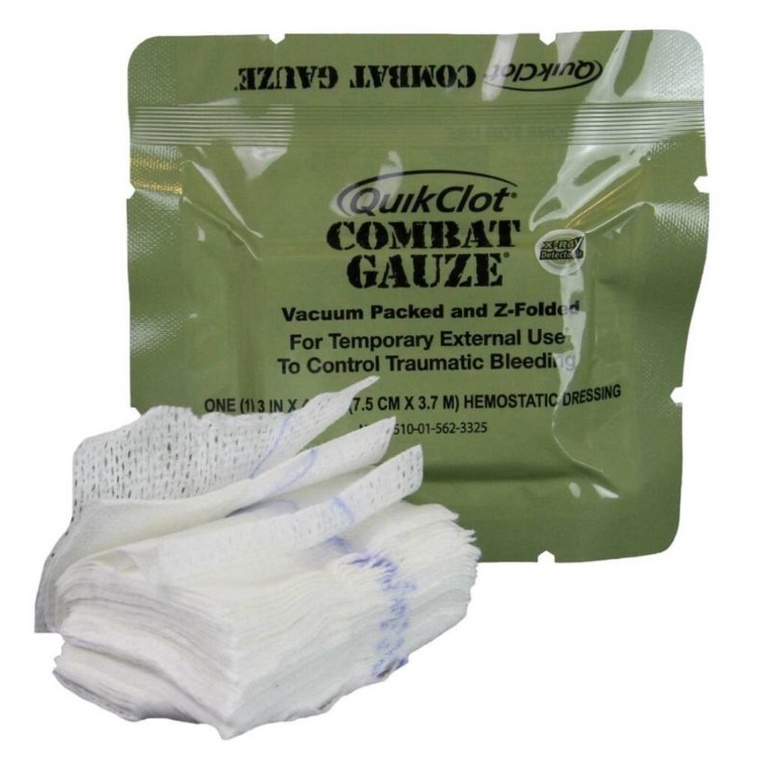 QuikClot Combat Gauze Made in USA ผ้าก๊อซพร้อมสารห้ามเลือดที่กองทัพชั้น