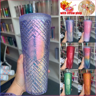 【พร้อมปลั๊กฟาง】ถ้วยน้ำ Starbucks Tumbler แบบจำกัดถ้วยฟางแบบใช้ซ้ำได้ Diamond Studded Cup Starbucks Cup 710Ml/24Oz (Twinkle.th)