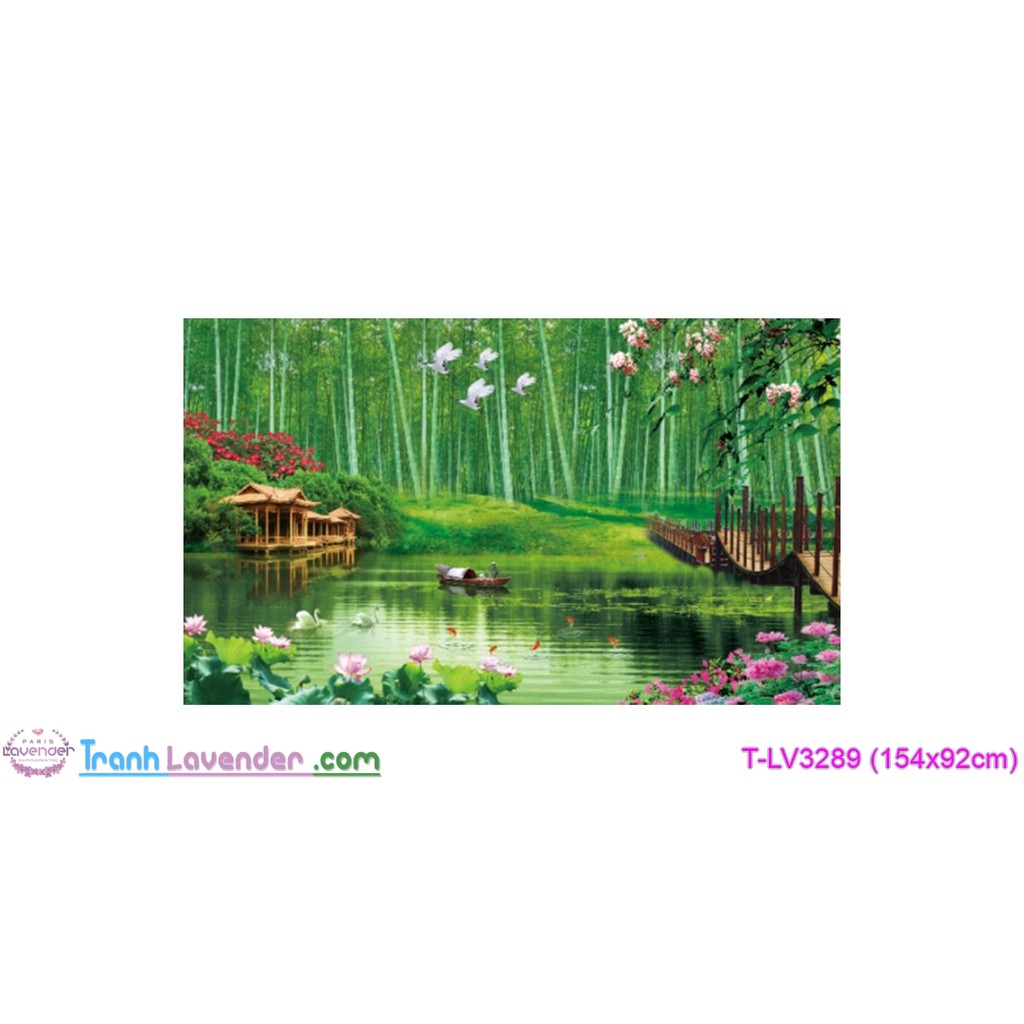 (ยังไม่ปัก)[T-LV3289]ภาพวาดปักครอสติสของ Binh An Bamboo Landscape (154x92cm)
