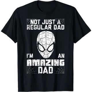 เสื้อยืด ผ้าฝ้ายแท้ พิมพ์ลายกราฟฟิค Marvel Spider-Man Fathers Day ระบายอากาศ คุณภาพสูง สําหรับผู้ชาย