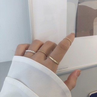 พร้อมส่ง🇹🇭 แหวนมินิมอลไข่มุก เซ็ต 4 ชิ้น Minimal Ring 💍 #R08