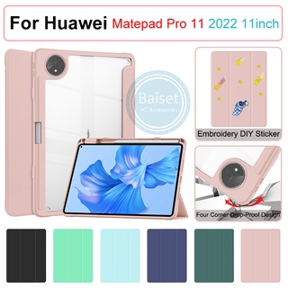 สําหรับ Matepad Pro 11 2022 บางเฉียบ อะคริลิค หนัง เคสใส กันกระแทก เคสหลัง