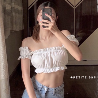 Petite♡︎ Dolly top ปาดไหล่สม็อคแขน