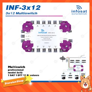 INFOSAT Multi Switch รุ่น INF-3X12 มัลติสวิทซ์ (เข้า3ออก12)