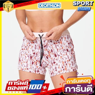 กางเกงขาสั้นสำหรับผู้หญิงใส่วิ่งรุ่น RUN DRY (สีแดง BURGUNDY พิมพ์ลาย) Womens running shorts RUN DRY (red BURGUNDY prin