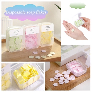 Outdoor Portable Mini Flower Shaped Soap Paper Sheet Plastic Boxed Disposable Travel Soap Sheet