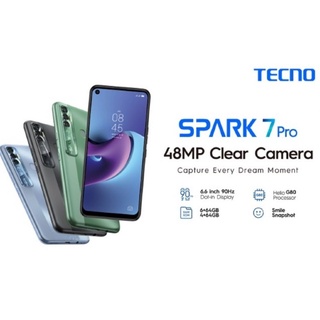 (ฟรีGiftsetชุดใหญ่) Tecno Spark 7pro (4+128gb) จอ6.6" แบต5000mAh ประกันศูนย์