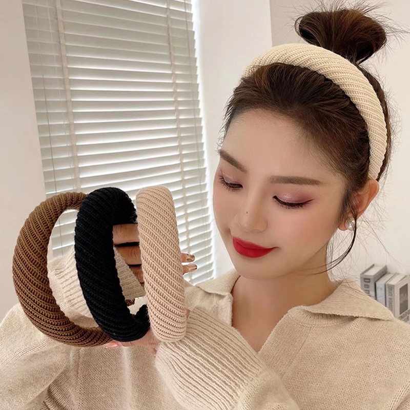 ที่คาดผม ผ้าวูลถัก ที่คาดผม ผู้หญิง ฤดูหนาว ที่สง่างาม ผ้ากํามะหยี่ขนนิ่ม เกาหลี ล้างหน้า ฟองน้ํา ที่คาดผม