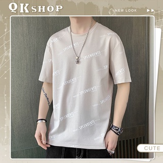 QKshop  เสื้อยืดคอกลมแขนสั้น 👕เนื้อผ้านุ่มเด้ง ใส่สบาย✨ราคาถูก มีให้เลือก4สี 🪐ใครใส่ก็คือเท่สุดๆไปเลย🤩