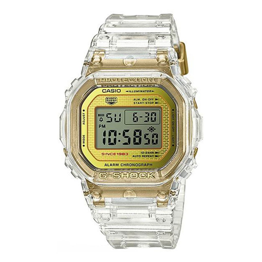 Casio G-Shock นาฬิกาข้อมือผู้ชาย สายเรซิ่น รุ่น DW-5035E-7 35TH ANNIVERSAY GLACIER GOLD LIMITED EDITION  - สีขาวใส