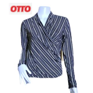 แบรนด์ OTTO เสื้อแขนยาว สีดำลาย อก 34-36" สภาพใหม่