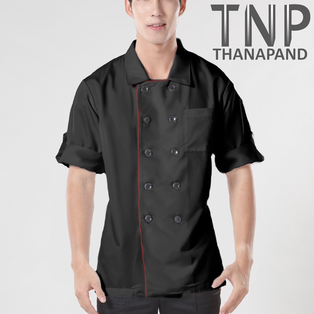 เสื้อเชฟ ชุดเชฟ แขนสามส่วนพับได้ติดกระดุม คอปก  รหัส : CJSTN  (ฐานะภัณฑ์) - รูปที่ 3