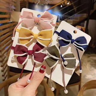 French fabric bow at the hair ring super  hair rope head rope rubber band girlโบว์ผ้าฝรั่งเศส ที่กิ๊บ ที่คาดผม เชือกรัดผ