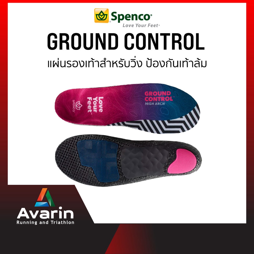 Spenco Ground Control แผ่น Insole สำหรับวิ่งโดยเฉพาะ  แบ่งตาม ลักษณะอุ้งเท้า ลดเท้าล้ม ลดรองช้ำ ลดการบาดเจ็บจากการวิ่ง