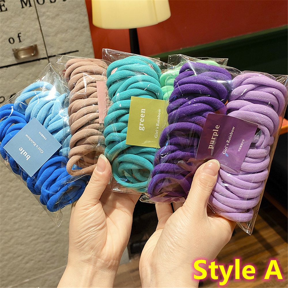 50 ชิ้น / ถุง ใหม่ แฟชั่นผู้หญิง สีพื้น ยืดหยุ่น ยางรัดผมหางม้า ยางรัดผม ที่เรียบง่าย ยางรัดผม เครื่องประดับ สาว