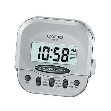นาฬิกาปลุก Casio PQ-30-8DF Pocket Travel Alarm Beep Silver Clock Snooze