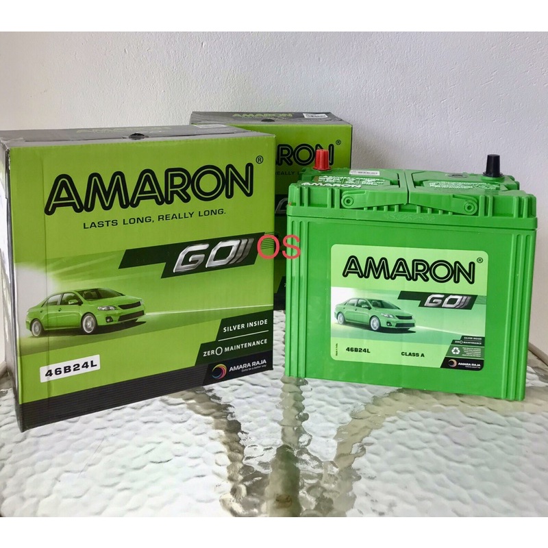 แบตเตอรี่รถยนต์ Amaron GO 46B24L MF 12V45Ah  สินค้าสดใหม่จากโรงงาน พร้อมแหวนกันขี้เกลือ ฟรี