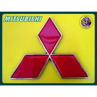 โลโก้ -  MITSUBISHI  ขอบแดง ขนาด 7.5 cm พร้อมกาวติด