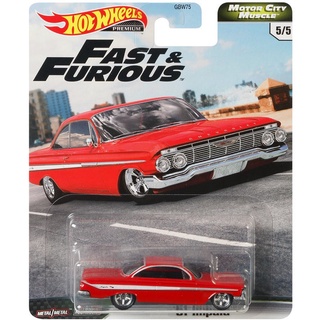 Hot Wheels Premium Fast &amp; Furious Motor City Muscle 61 Impala ของแท้ ล้อยาง