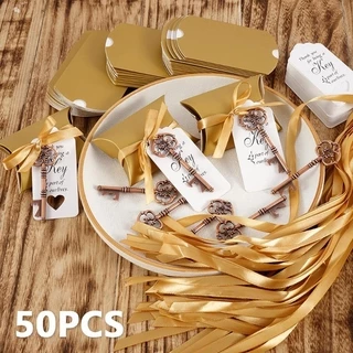 HOT กุญแจ 50 ชิ้น สําหรับครบรอบแต่งงาน หัวใจของฉัน ที่เปิดขวด ของที่ระลึก และแจกการ์ด งานแต่งงาน โปรดปรานโครงกระดูก