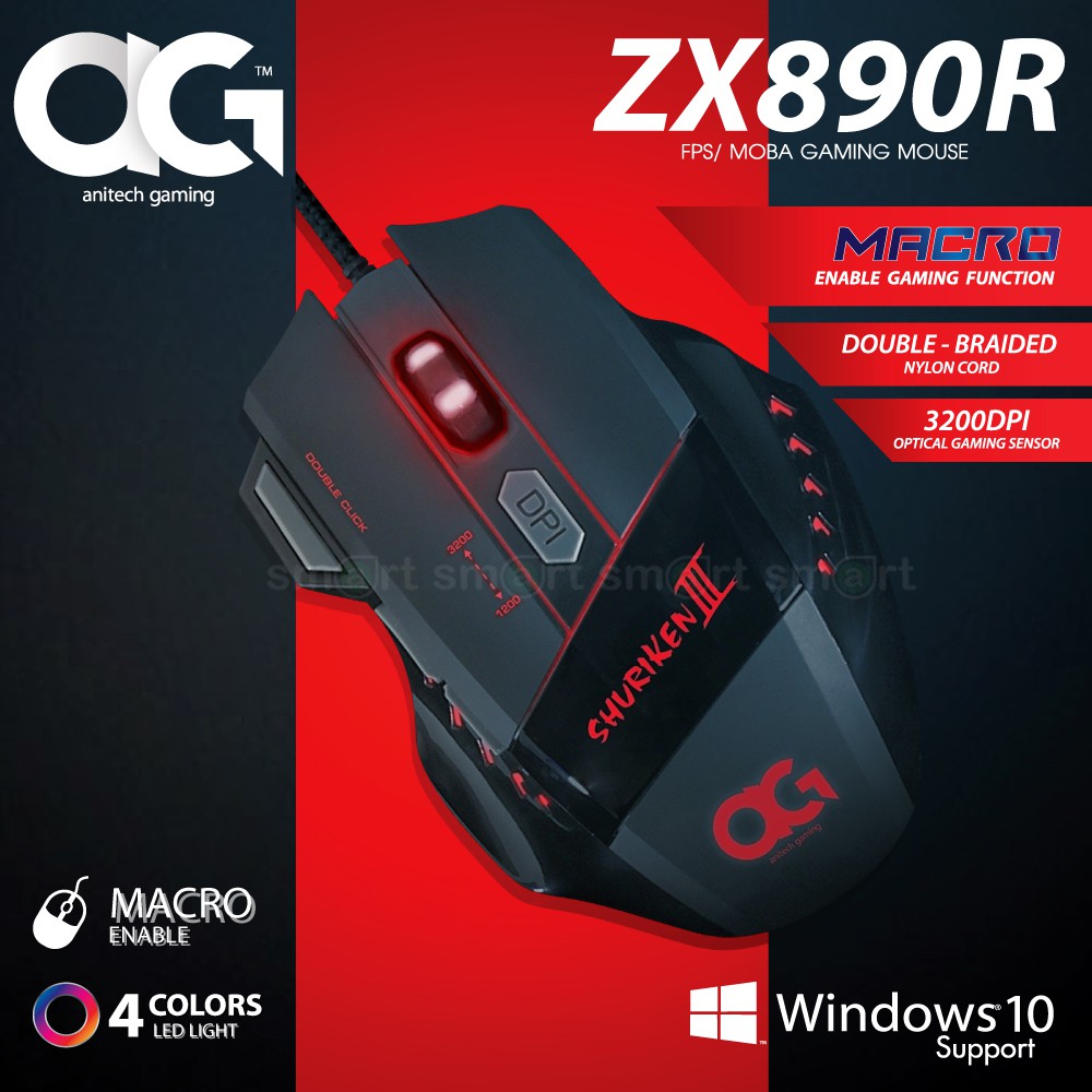 ส่งฟรี!! Anitech Gaming Mouse เมาส์เกมมิ่ง (สีดำ) รุ่น  ZX890R