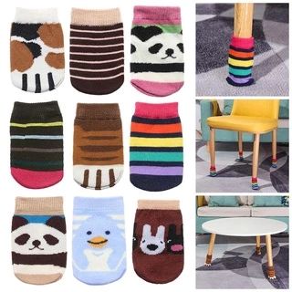 DEVO ผ้าคลุมขาเก้าอี้ 4 ชิ้นคุณภาพสูงกันลื่นการ์ตูนตัวป้องกันพื้น