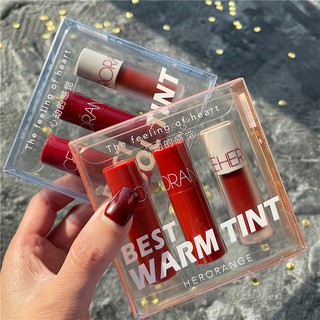 Herorange 3 in 1 Heart Feeling Lip Glaze Lip Tint Set Moisturizing Matte Long Lasting Waterproof Lip Gloss Kit Lipstick