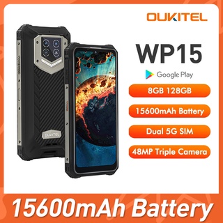 OUKITEL WP15 Waterproof Smartphone15600mAh 8GB+128GB 6.5" Android 11 48MP Triple Camera Mobile Phone NFC Octa Core