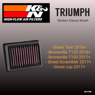 (ส่งภายใน 24 ชม.)กรองอากาศยี่ห้อ K&amp;N TB-9016 สำหรับ Triumph Street twin, T120, T100, Street cup, Street scrambler