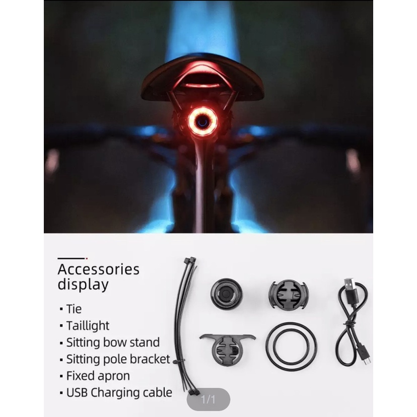 ไฟท้ายจักรยาน LED Rockbros Q3 เซ็นเซอร์เบรค Smartbike - รูปที่ 5